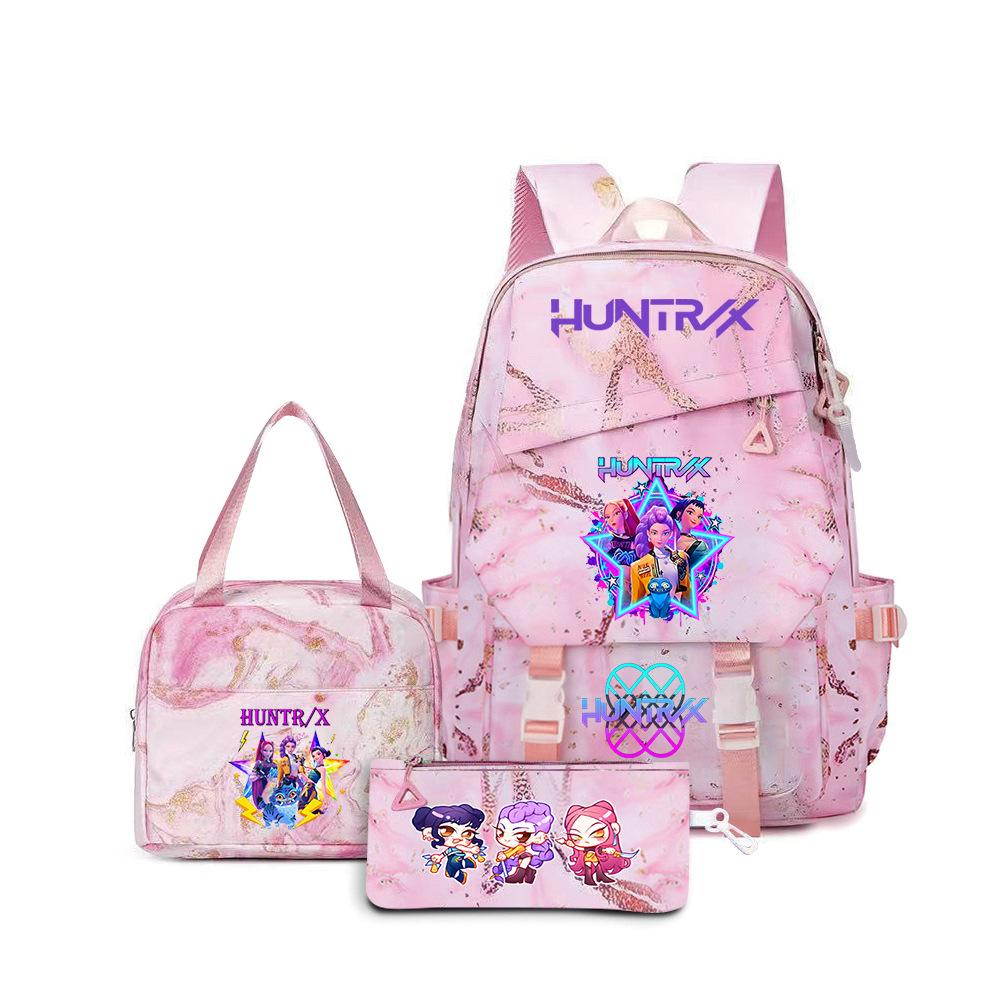 K-Pop Demon Hunter Girl Group Backpack Demon Boy Group Cartoon Anime Lunch Bag Pencil Case Three-Piece Set