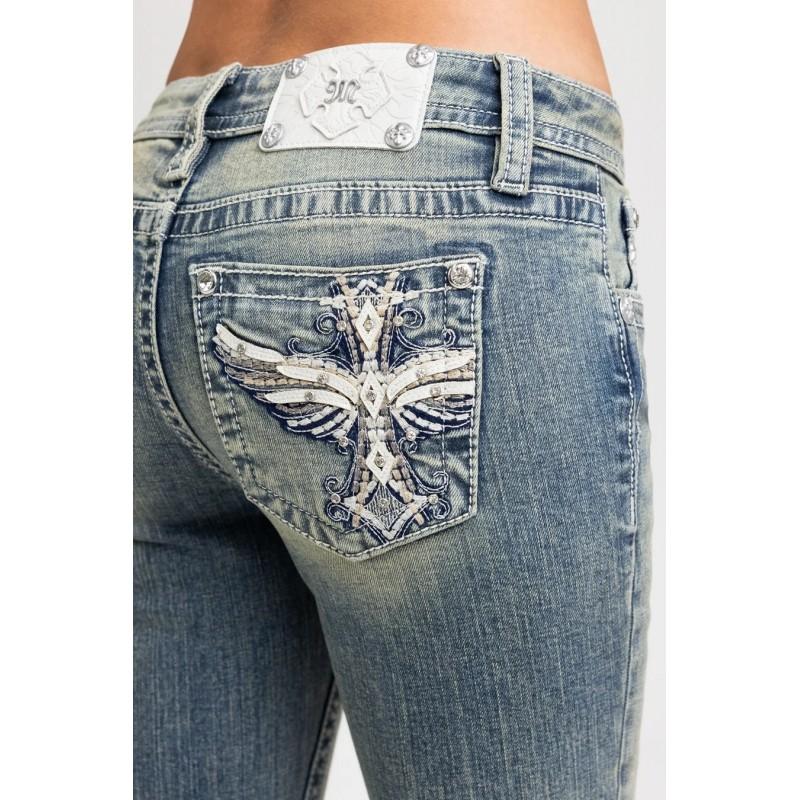 Low-Rise Denim Jeans Women With Embroidered
