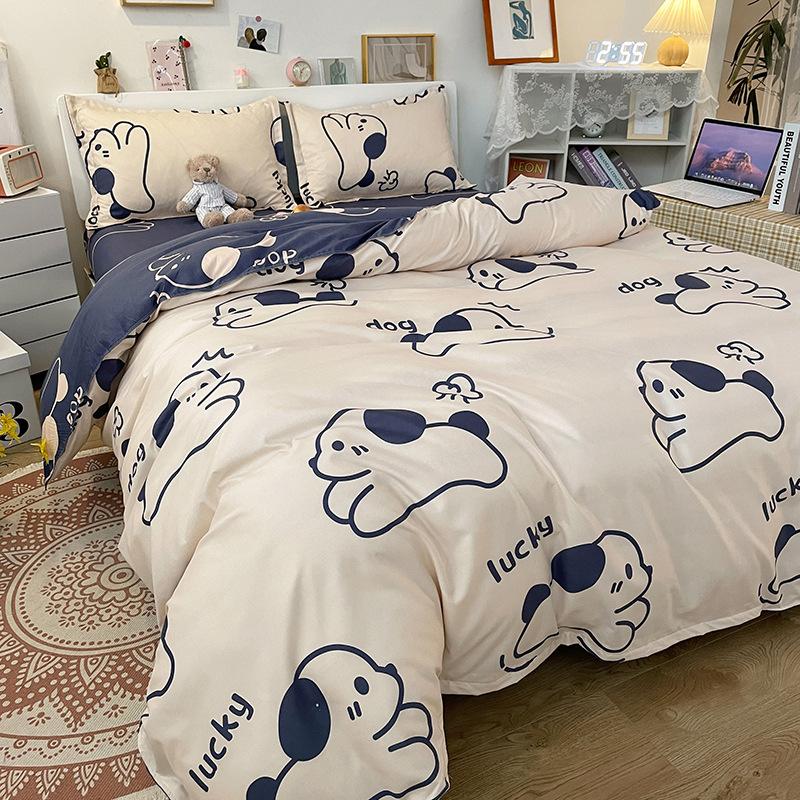 Four-piece Cartoon Single-piece Bedding Dormitory Bed Sheet Quilt Cover Ins Quilt Cover Three-piece Set Spring