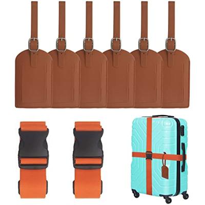 8 Paket Bagaj Kayışları Bavul Etiketi Seti Bavul Kemerleri Hızlı Çıkarılabilir Tokalı Deri Bagaj Etiketi İsim Kimlik Kartı Seyahat Aksesuarları