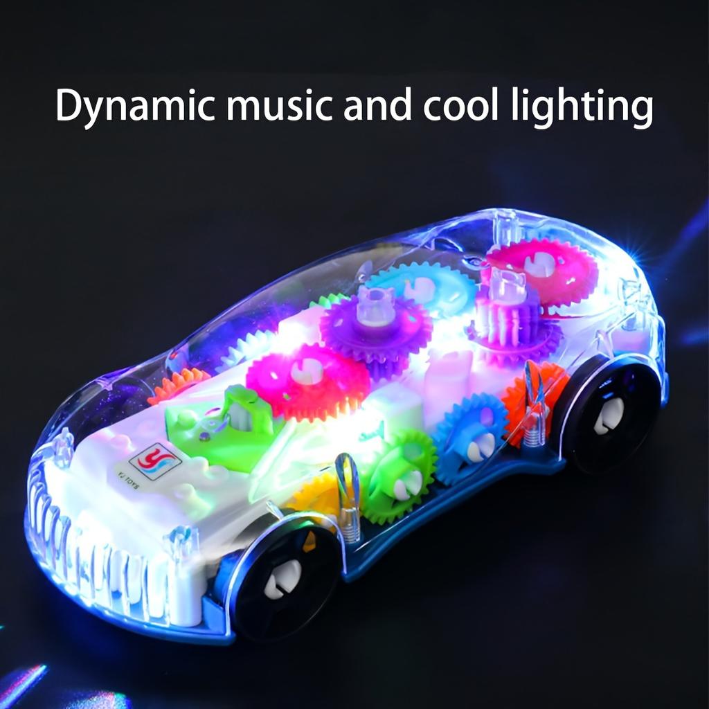 360° Rotating Transparent Car Toy Car, Colorful Lights, Cool Music, As Christmas Gift, Birthday Gift, Halloween Gift, Without Battery.