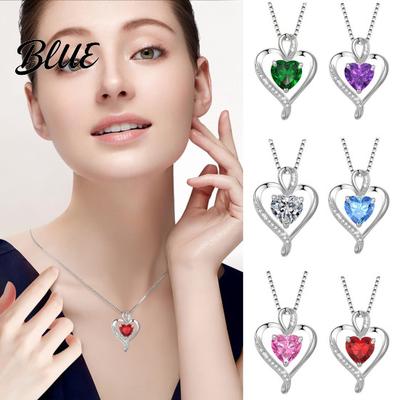 Dainty Necklace Heart Cubic Zirconia Love Pendant Birthday Trendy Jewelry