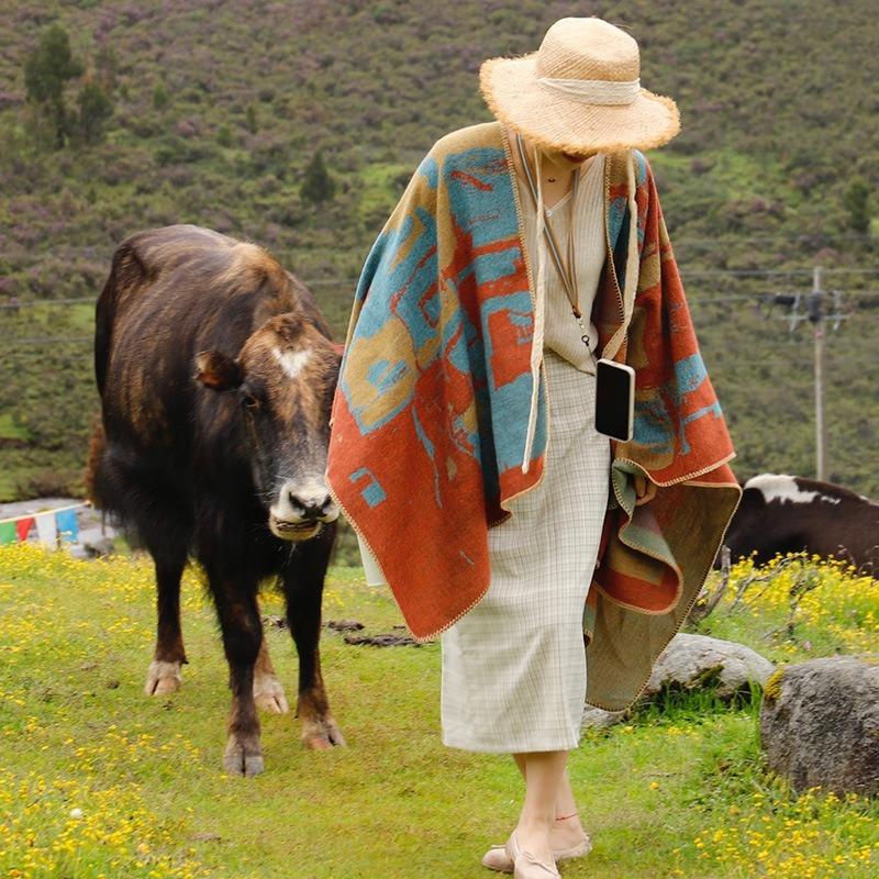 Travel cloak outside travel photo decoration shawl woman