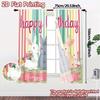 Set Of 2 Flat Printing Curtains Without Rod Birthday Bunnies Creative Polyester Easy Install Modern Made