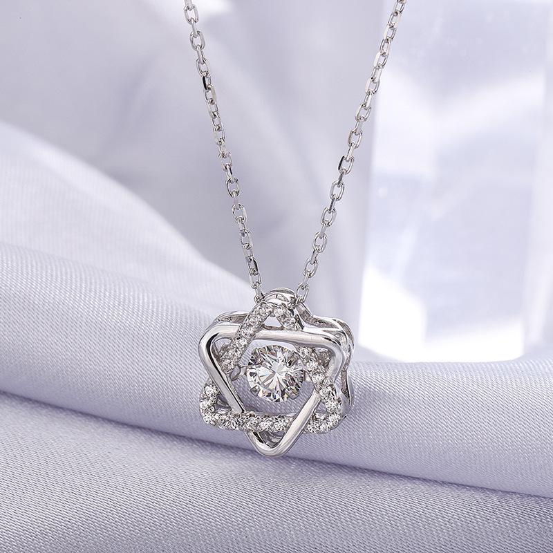 Korean Style Dazzling Six-Pointed Star Pendant Necklace, Simple and Light Luxury Clavicle Chain