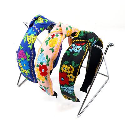 Vintage Damen Mädchen Blumenstickerei Gurtband Geknotete Stirnbänder Damen Party Einkaufen Kopfschmuck Böhmischer Stil Kopfreif