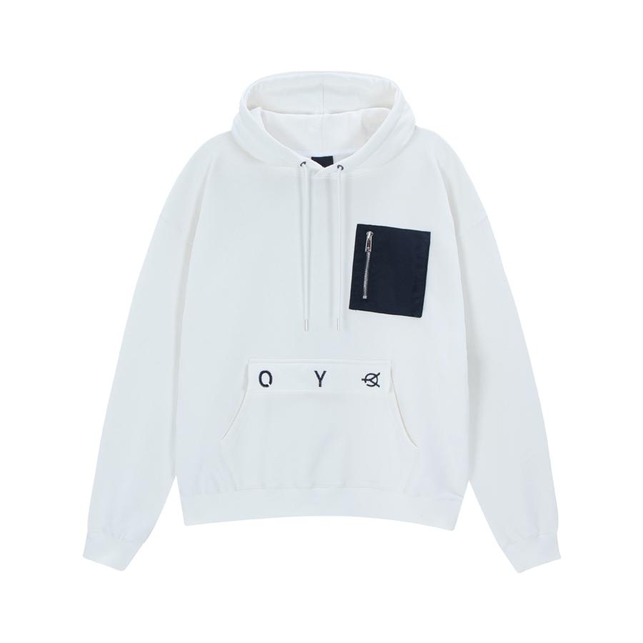 Nylon Pocket Logo Hoodie - White