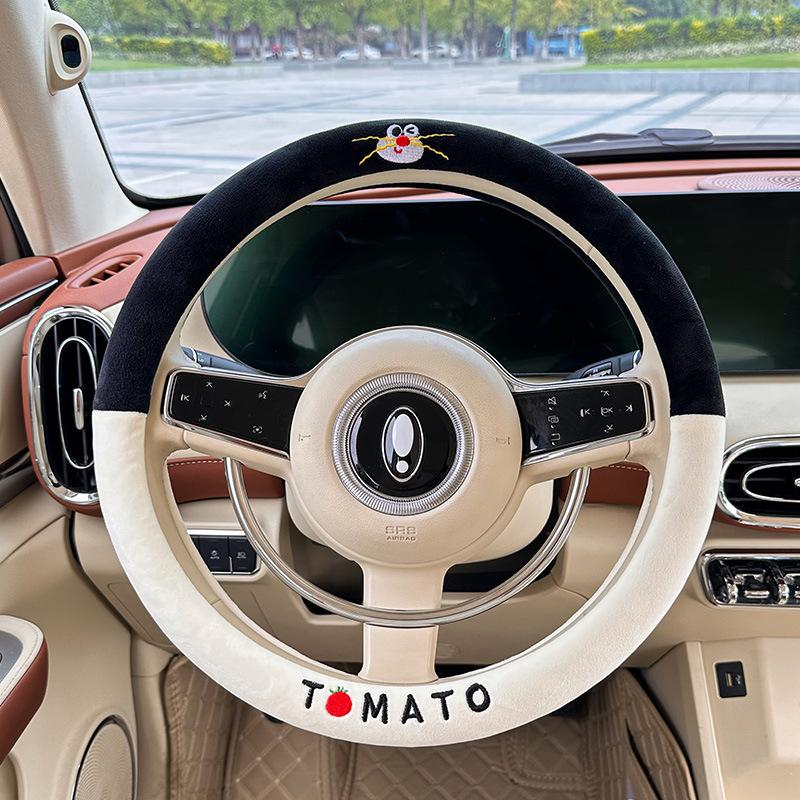 

Car steering wheel cover plush cute cartoon car anti slip handle cover autumn and winter plush antifreeze car steering wheel cov 3