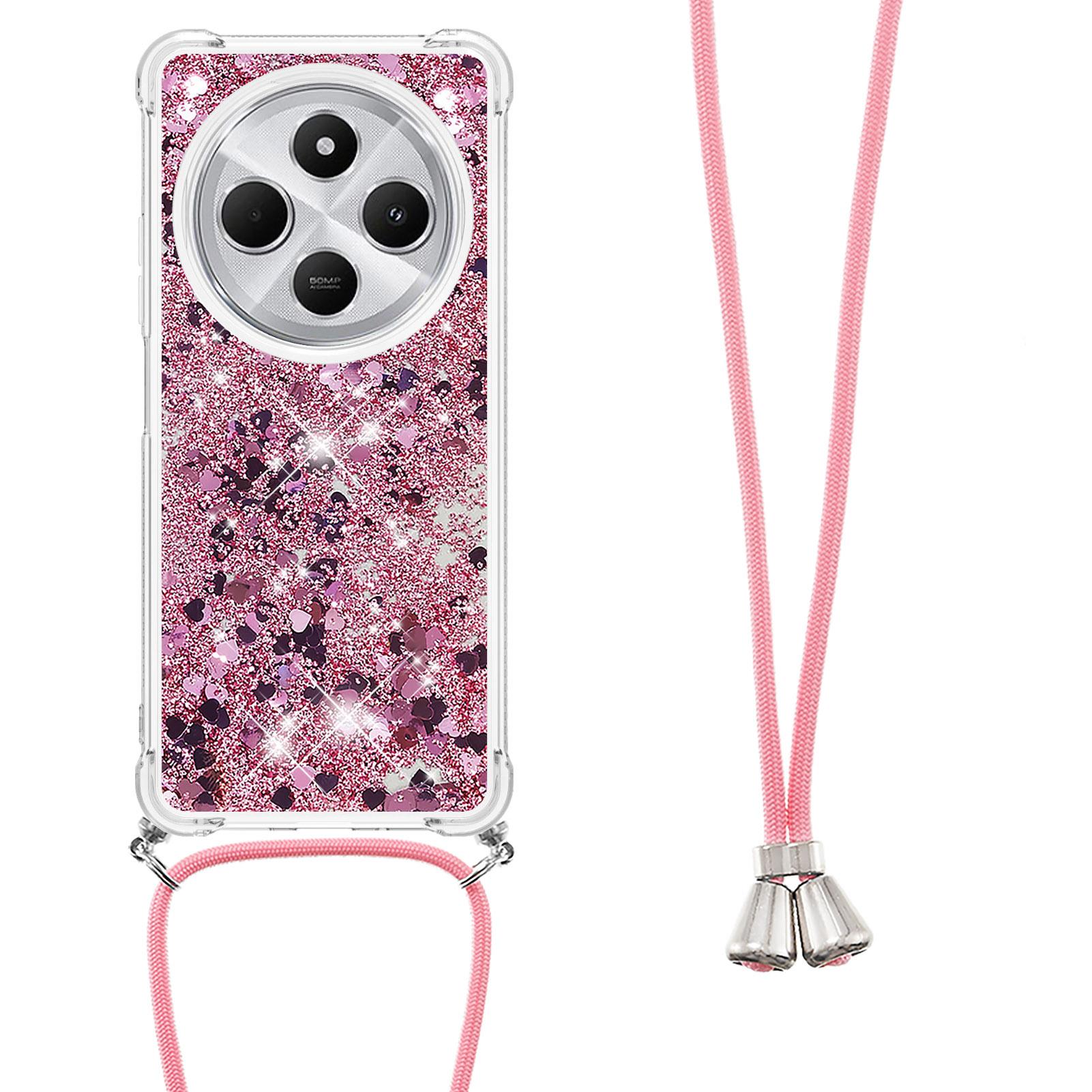 

For Xiaomi Redmi 14R 5G/Poco C75 4G/Redmi 14C 4G TPU Case Quicksand Design Phone Cover with Lanyard Blue/Pentagram