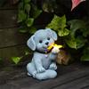 Solar Powered Animal Ornaments Creative Courtyard Balcony Garden Puppy Resin Decorative Garden Statue Ornaments