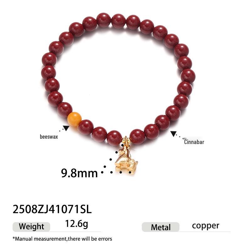 

Элегантный ретро европейско-американский браслет из бусин киновари и тигрового глаза для осени/зимы