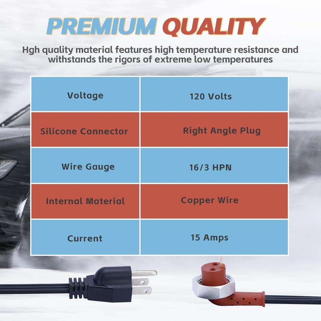 120V Block Heater Cord 251919 For Ford 7.3 6.0 6.4 6.7 L Powerstroke Diesel F250 F350 Dodge Ram Cumm Diesel 5.9, 6.7 L Fits Heavy Duty Immersion