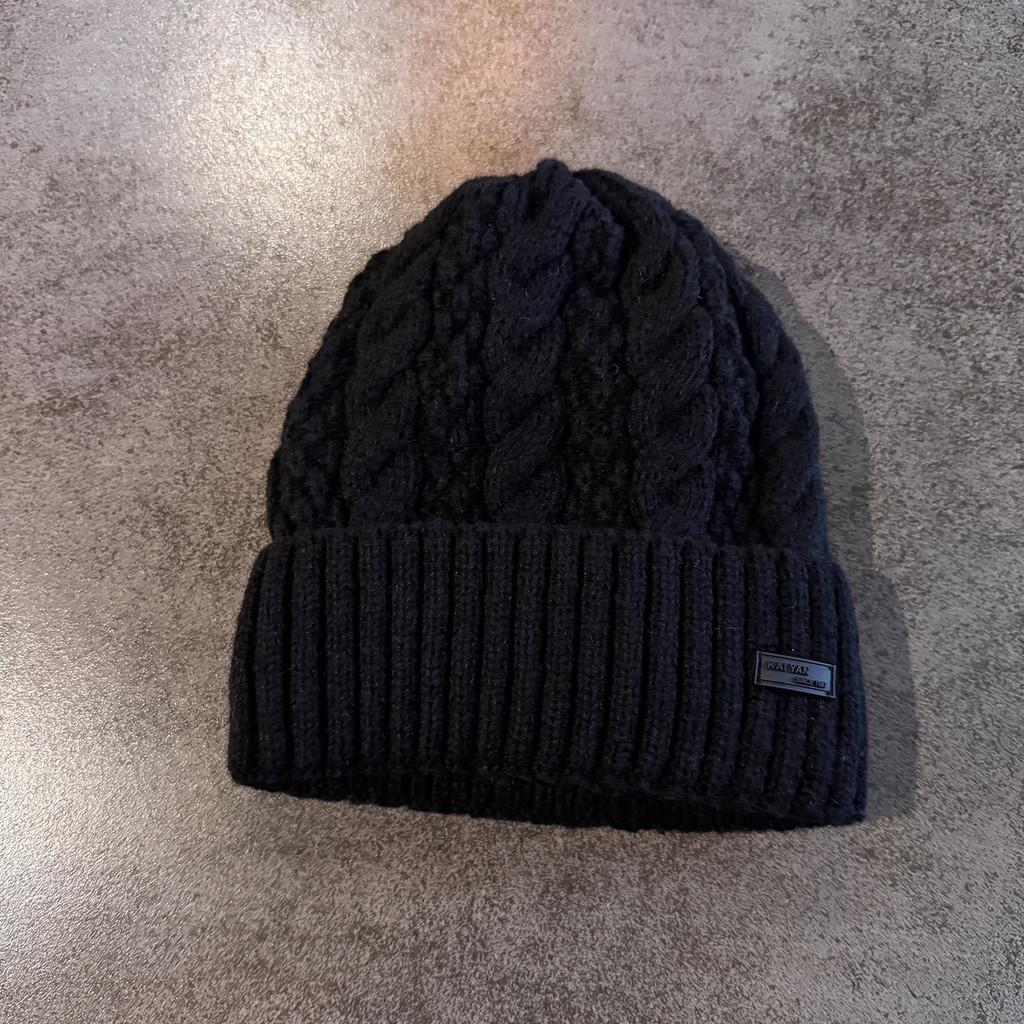 Knit Hat Simple With Embroidered Letters Warm Solid Color For Casual Wear
