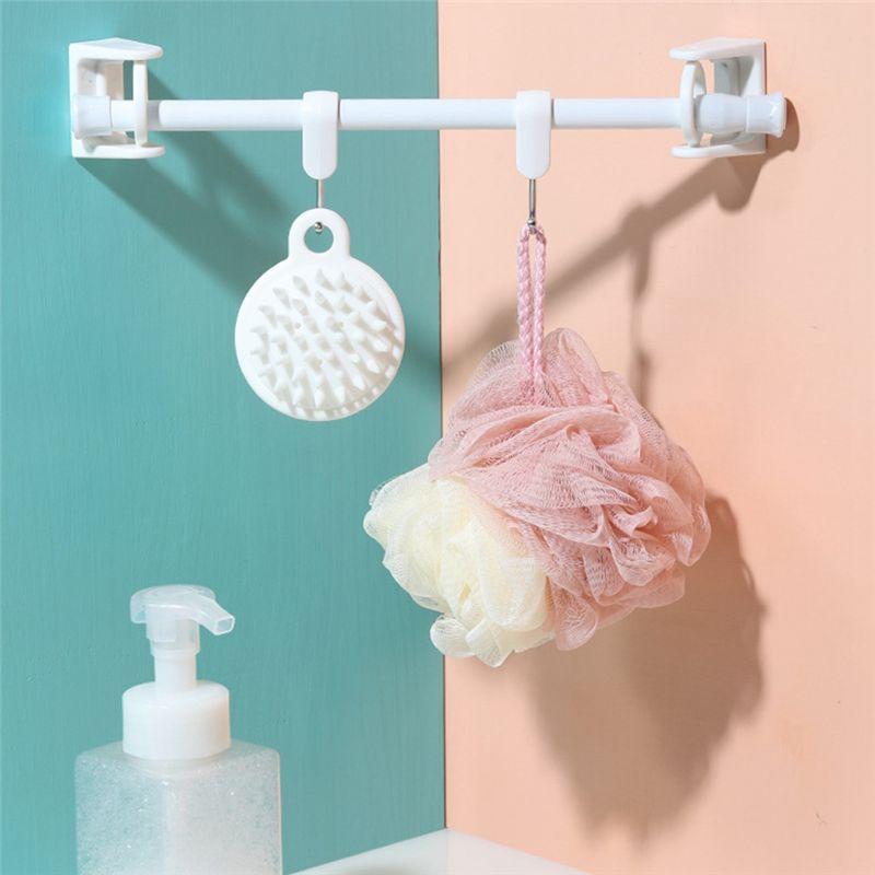 M-Modern-Curtain Rod Holder Clamp Hooks Self Adhesive Clothes Rail Bracket 360 Rotation Triangle Ring Adjustable Hooks