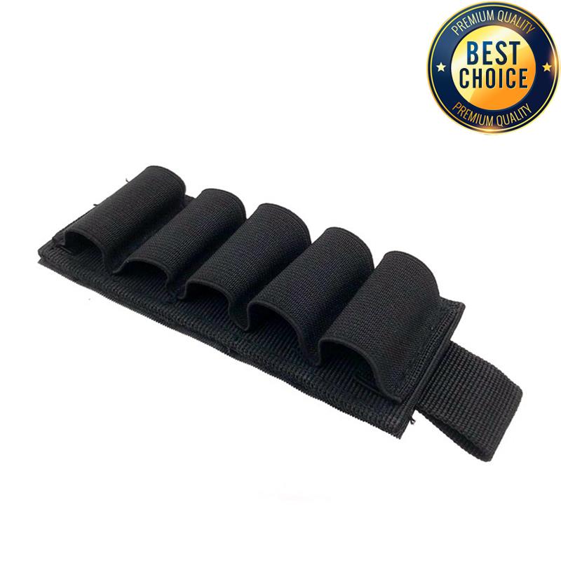 Tactical Hunting Ammo Holder 5 Rounds Shell Holder Bullet Bag Adhesive Patch for Rifle 12GA Shotgun Hunting Gun Accessories