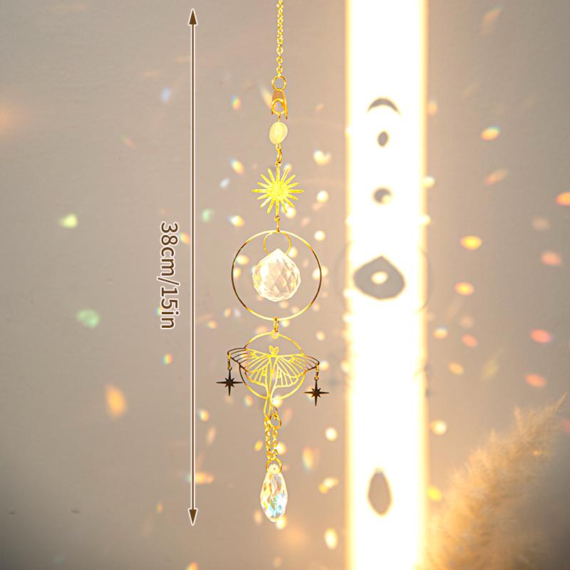 Crystals Wind Chime Hanging Tree Sun Catcher Rainbow Wind Chimes Prisms Drops Window Curtains Pendant Wall Art Garden Decoration