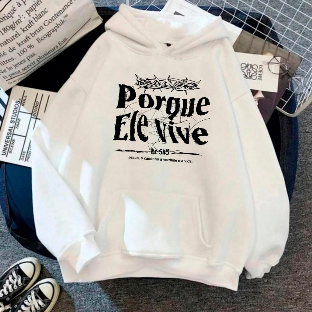 Porque Ele Vive Printed Hoodie Men Casual Harajuku Fashion Long Sleeve Fleece Pullover Autumn Winter Women Sweatshirts