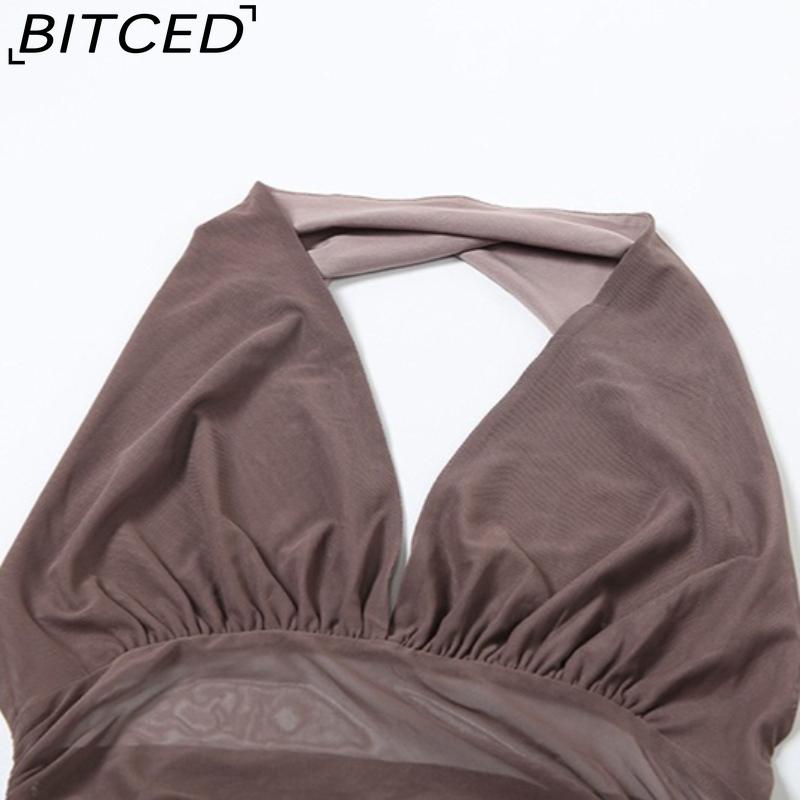 BITCED Spring Women's Solid-Color Slim-Fit Streetwear Fashion Halter Neck Sexy Backless Tank Top