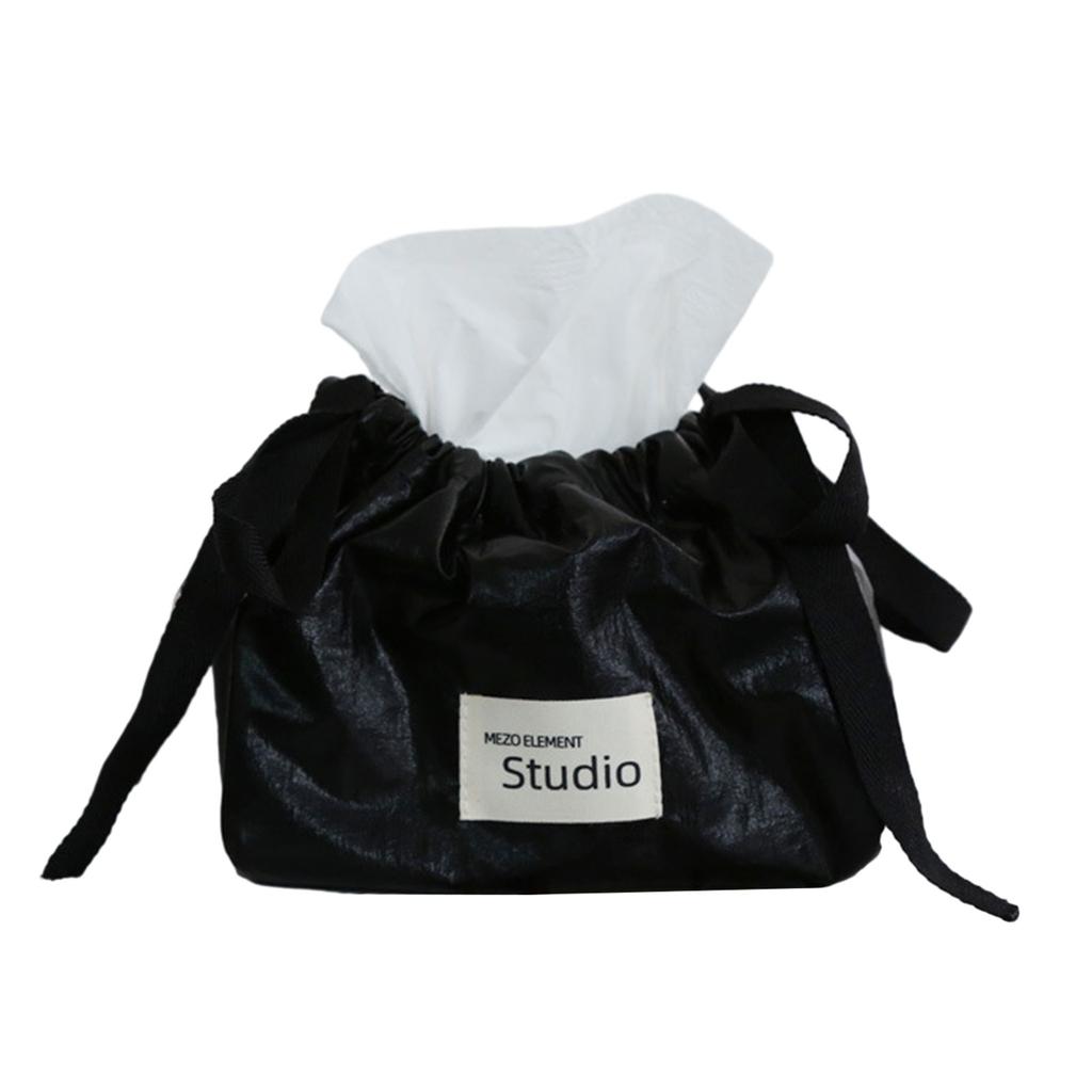 Stylish Drawstring Paper Holder Versatile Tissue Box Napkin Holder Convenient Tissue Bag Desktop Napkins Storage Case
