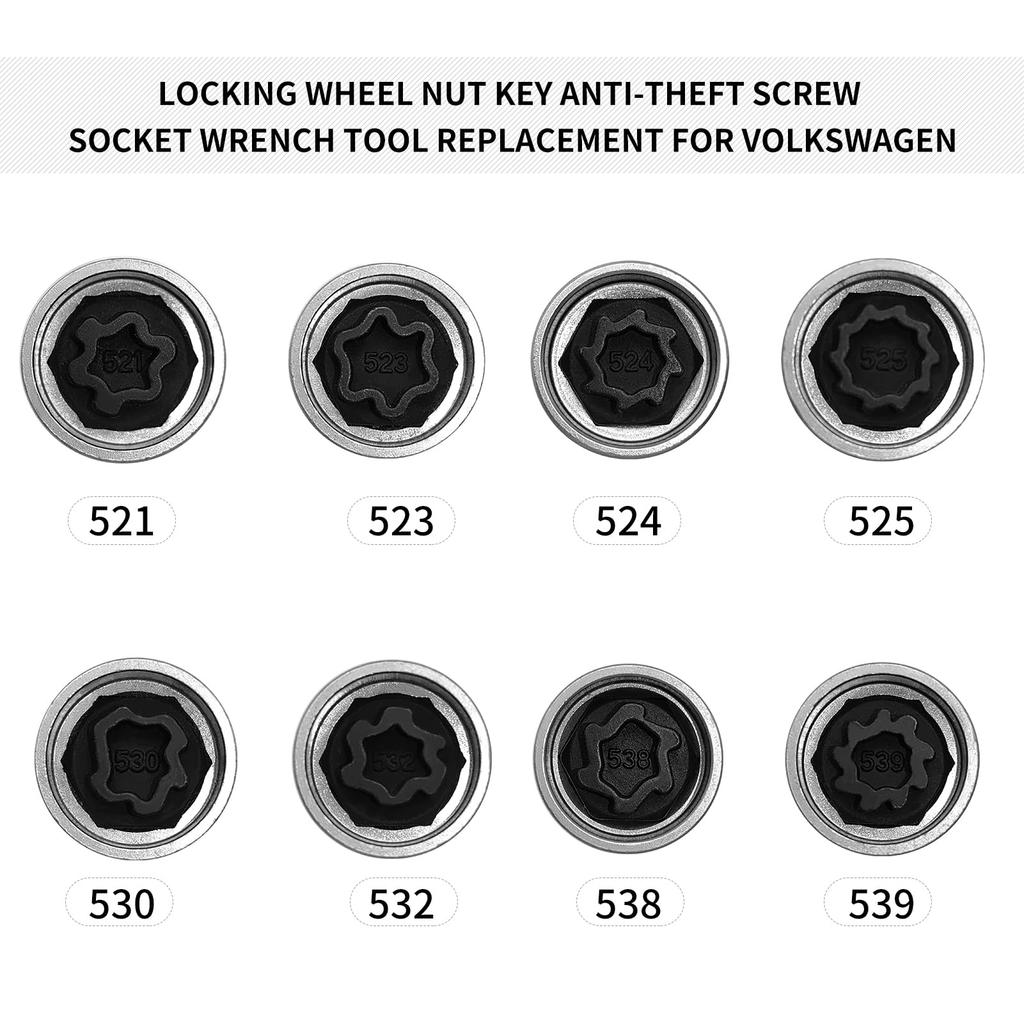 Anti-theft Screw Socket Wrench,Volkswagen Security Master Lock Wheel Nut Key 524 Anti-theft Screw Socket Wrench Tool Replacement