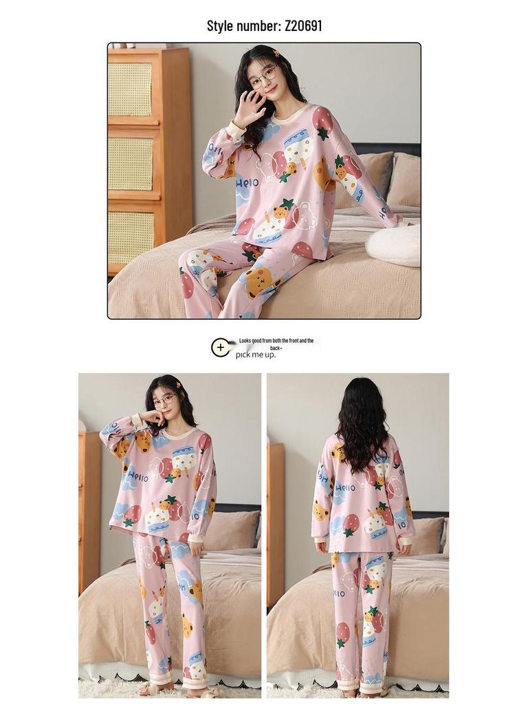 Pure Cotton Women's Sweet Style Long Sleeve Pajama Set - New for Spring, Summer, Autumn 2025.