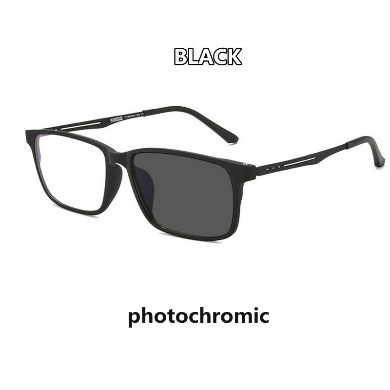 Ultra-Light Pure Titanium Blue Light Blocking Reading Glasses Men Photochromic Large Frame Eyeglasses for Outdoor Business