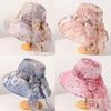 Summer Wide Brim Hat For Women With Breathable Polyester Sunshade And Floral Pattern For Sun Protection