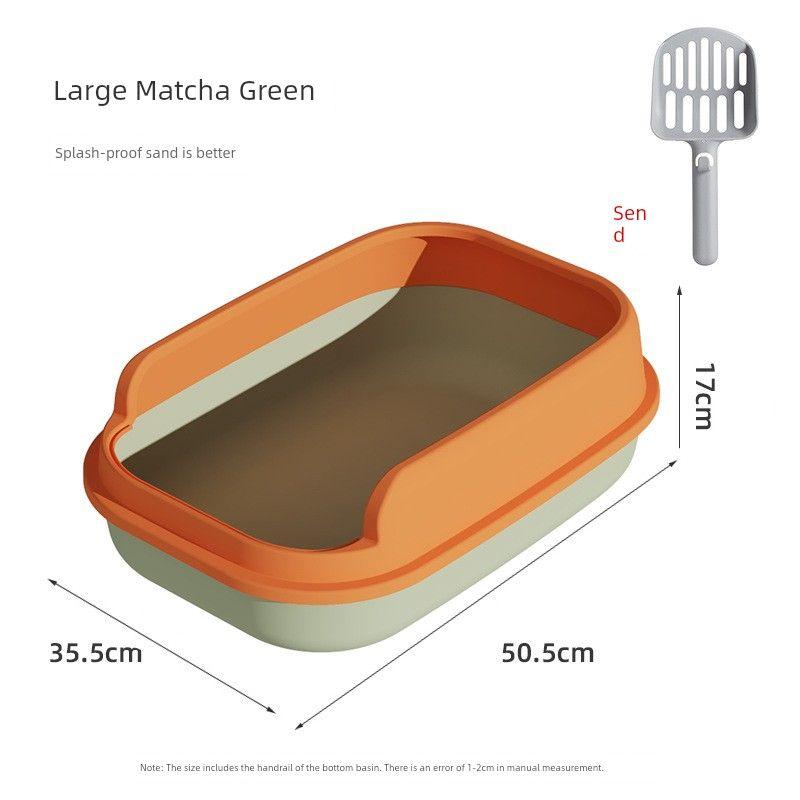 

Полузакрытый лоток для кошек большого размера с защитой от брызг для дома, кошачий туалет для котят, большой размер, водонепроницаемый, специальный лоток, кошачий туалет Matcha Green-Cat Litter Shovel | No Pedal Large