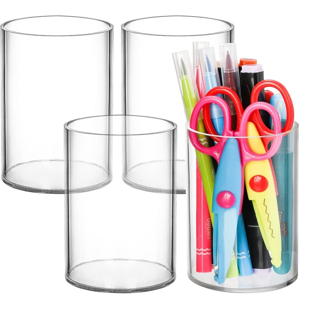 Set of 4,6 Transparent Acrylic Pen Holders, Round Design, Perfect for Organizing Pencils Or Makeup Brushes on Your Desk