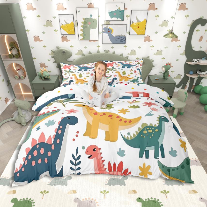 Homewish Cartoon Animal Duvet Cover SetJungle Wildlife For Kids Bedding SetKawaii Cute Decor
