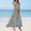Boho Dress For Women Casual Loose Fit Summer Sundress Floral Print Dress With Pocket