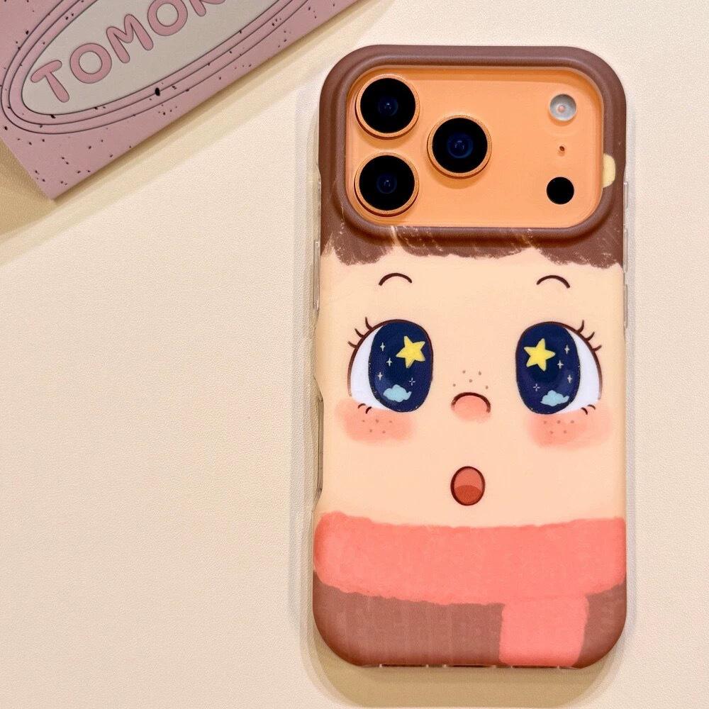 

Cute Starry Eyes Girl iPhone 17 Pro Max Case - Double Layer Frosted Design for Apple 16 & 15 iPhone 17
