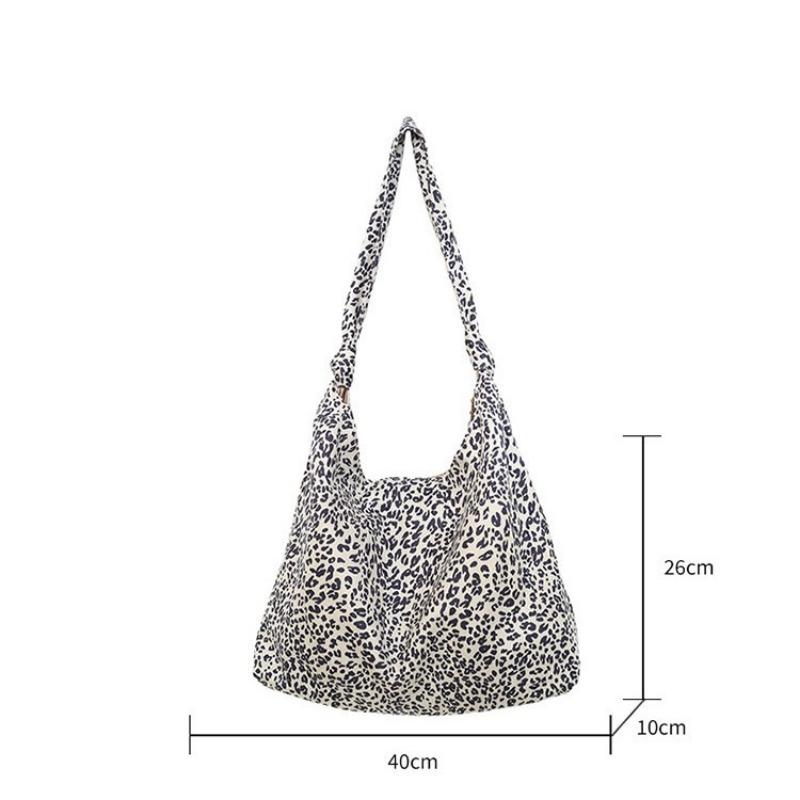Crossbody tote bag handbag leopard print canvas bag women's large-capacity casual versatile lightweight shoulder bag