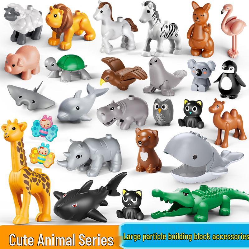 Large Building Blocks: Cartoon Animals Dolphin, Shark, Flamingo Assembly Bulk Toys