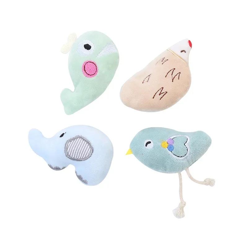 4Pack Cute Elephant Hedgehog Bird Shaped Plush Toy Hi Play Contains Catnip Cat Toys Interactive Pet Supplies