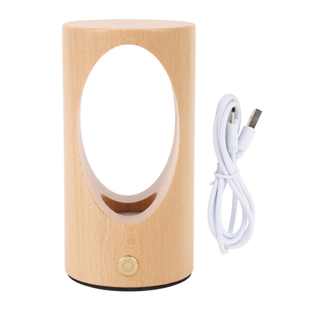 Baby Night Light Rechargeable LED Bedside Dimmable Wooden Table Lamp Kids Touch Lights for Nursery B