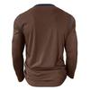 Mens Contrast Color Pocket Long Sleeve Crew Neck Henley Casual T Shirt