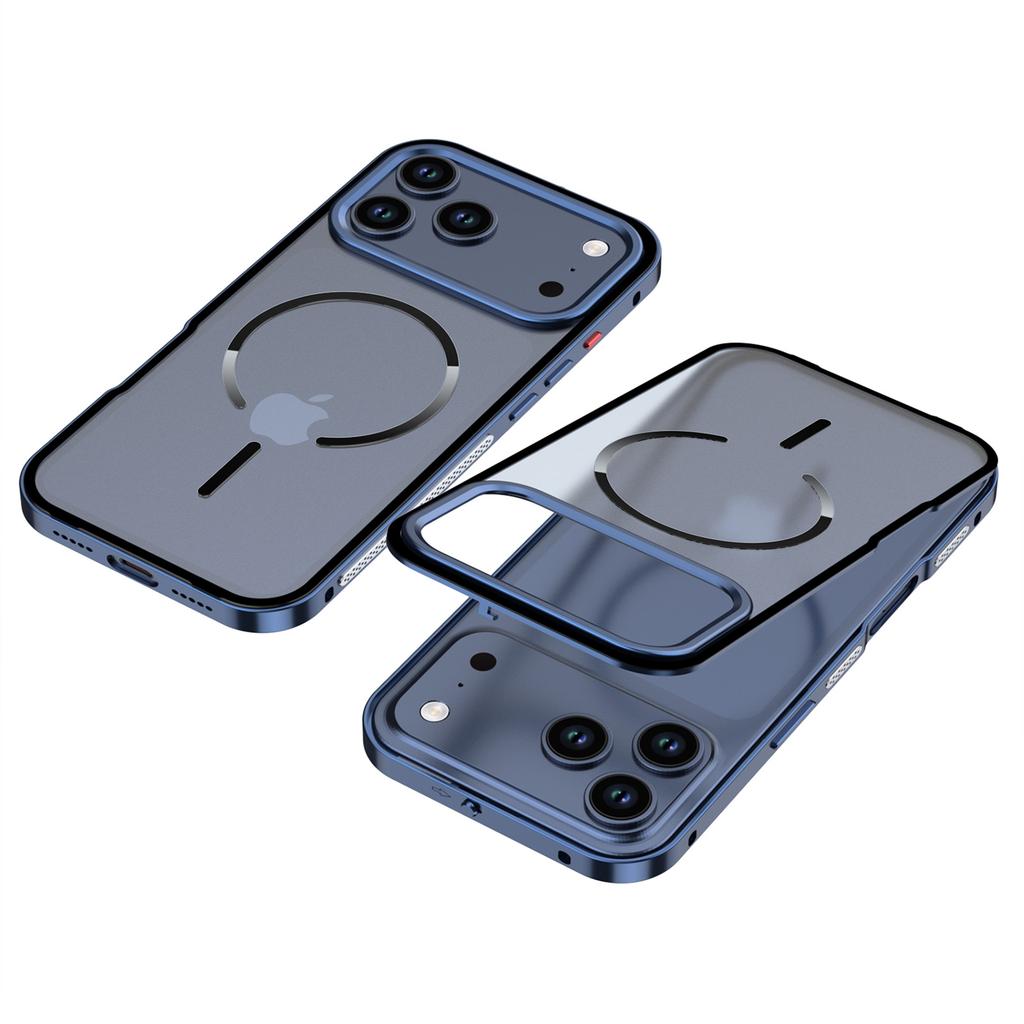 For iPhone 17 Pro Case Compatible with MagSafe Aluminium Alloy PC Matte Phone Cover Pop-Up Snap Lock