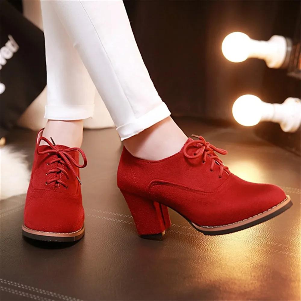Fashion High Quality New Suede Square Heel Women Pumps Fashion Elegant Ladies Autumn High Heels Office Shoes Work Shoes Plus Size 32-43