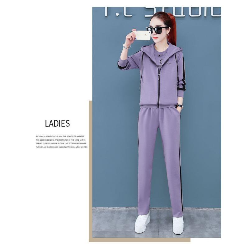 Sportswear Set, Hoodie Three Piece Set, Cardigan, Middle-aged and Elderly Women's Spring and Autumn Set