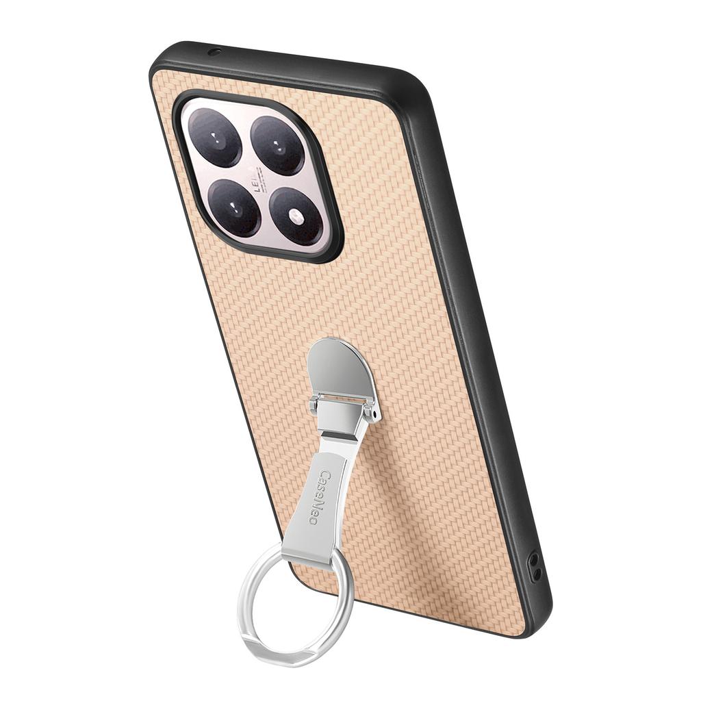 CASENEO C1-19 for Xiaomi 15T Case Folding Kickstand Leather Back Cover Carbon Fiber Texture