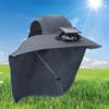 Sun Hats For Men Wide Brim Solar Powered Fan Outdoor Sun Hat Solar Fan Fish Accessories With Neck Flap Wide Brim UV Protection