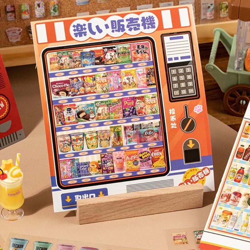 Cartoon 3D House Scene Sticker Miniature Simulated Store Scene Sticker for Scrapbooking Journal Notebook Photo Album