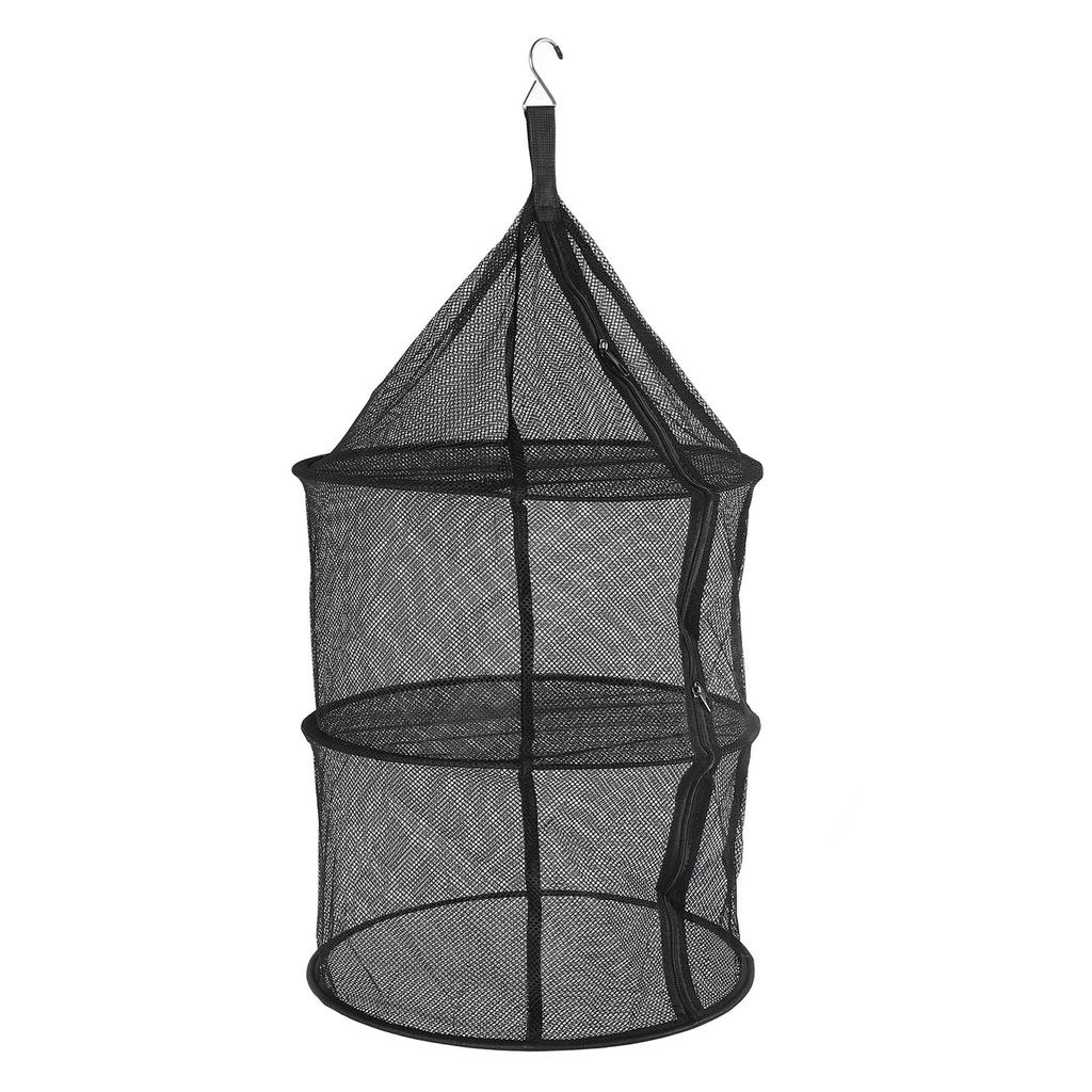 Drying Rack 3 Layers Folding Fish Mesh Foldable Hanging Drying Fish Net for Fish Fruit Vegetables with Zipper Opening