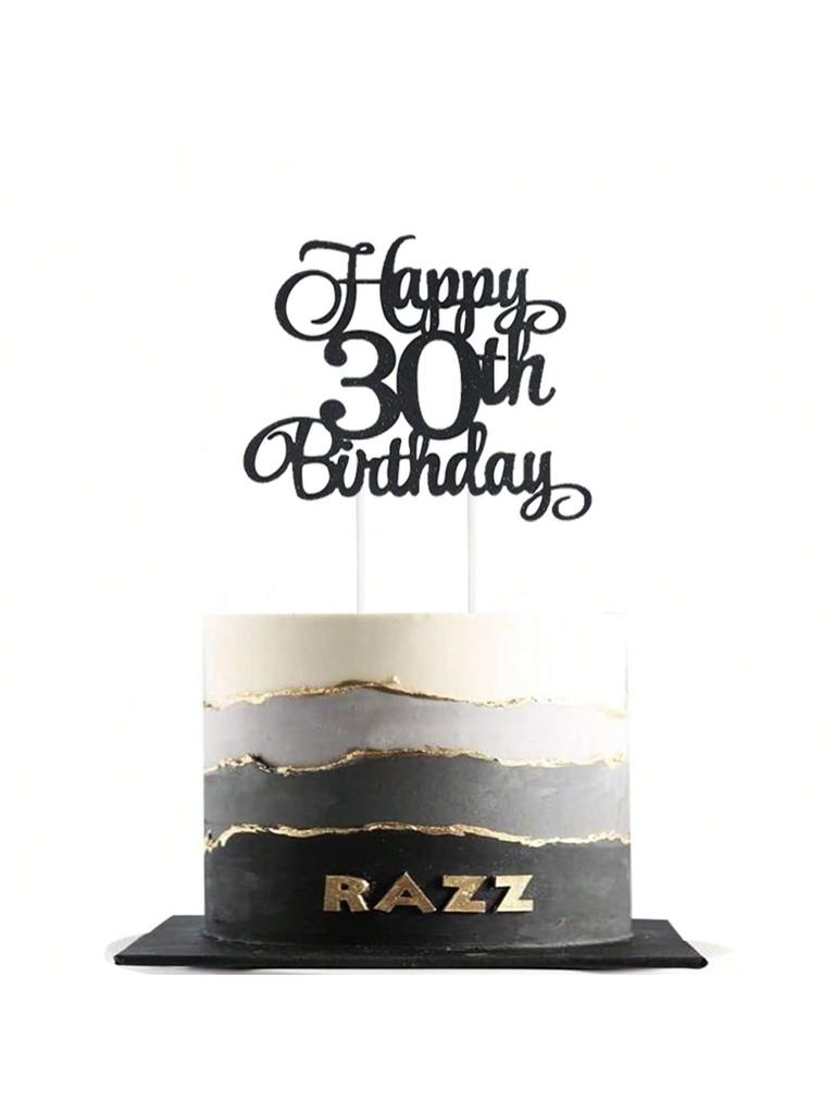 1 stuks Gepersonaliseerde Leeftijd Taarttopper Cupcake Vlag Gefeliciteerd Glitter 30e 40e 50e 60e 70e 80e 90e Decor Volwassene Kinderen