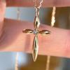 925 Sterling Silver Cross Pendant Necklace, Gold Plated Zircon Religious Chain Necklace, Elegant Spiritual Jewelry for Women