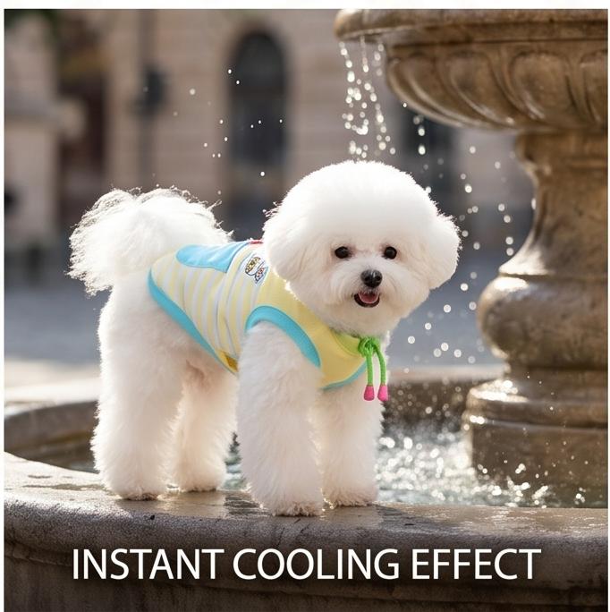 Striped Cooling Sun Protection Pet Clothes Breathable Summer Anti Shedding Outfit 5 Sizes Daily Outdoor Wear