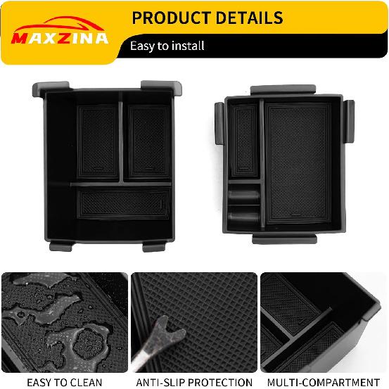 Center Console Organizer Compatible With -2025 Ford Maverick Console Tray ABS Plastic Armrest Storage Box With Silicone Pad 2024 Maverick Accessories