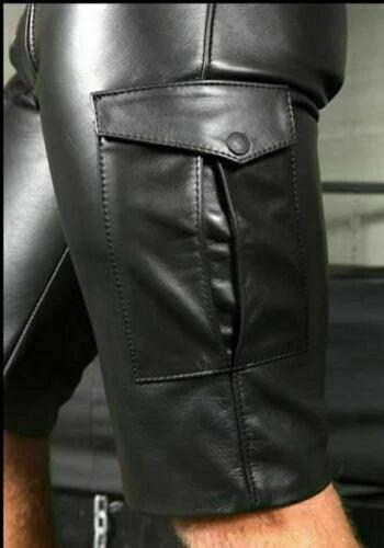 Men Stylish Leather Shorts Biker Gym Unique 100% Genuine Boxer Lambskin