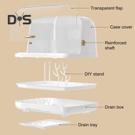 Baby Bottle Drying Rack with Cover 360-Degree Sealing Kitchen Cabinet Organizer Bottle Holder for Valves Straws Nipples Space-Saving Countertop Dryer